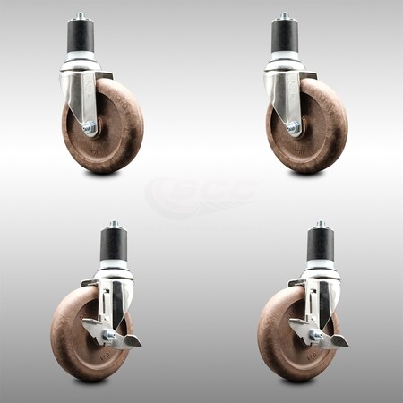 Service Caster 5 Inch 316SS High Temp Glass Filled Nylon 1-7/8 Inch Stem Caster Brake SCC, 2PK SCC-SS316EX20S514-GFNSHT-2-TLB-2-178